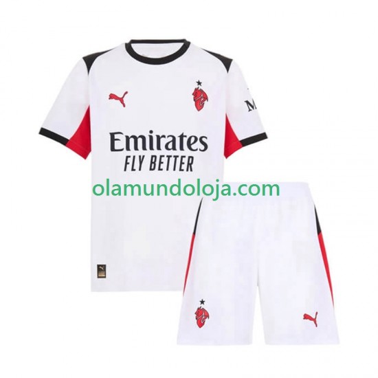 Camisola AC Milan Criança Equipamento Segundo 2025-2026 Manga Curta